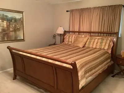 bedroom #2, king size bed with brown comforter