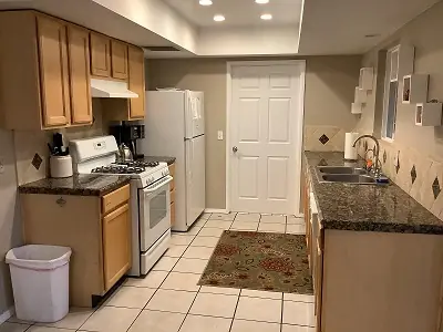 the kitchen area